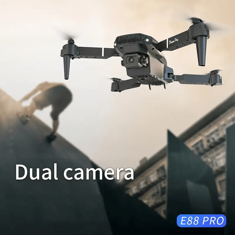 E88 Drone with Dual HD Cameras, 480p Video, Wi-Fi, USB Charging, 1181.1inch Max Altitude, 3m/s Speed, 96g Max Takeoff, Beginner Level, Indoor Use, App Control, One-Click Return, Rechargeable Battery, No GPS - Perfect for Aeri