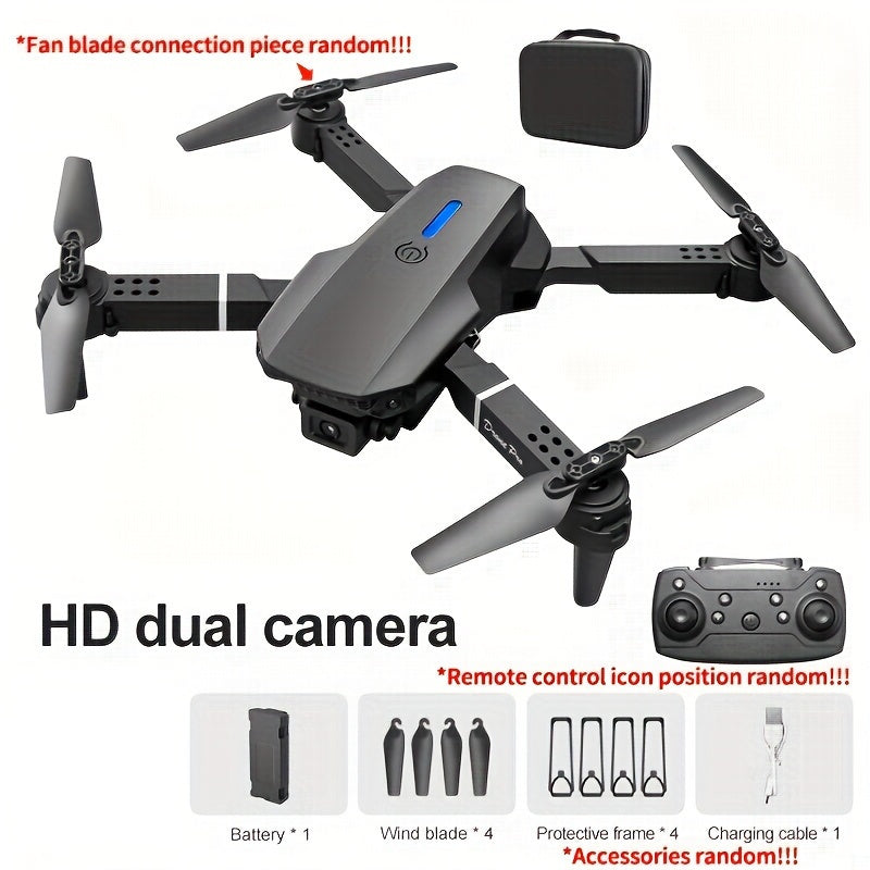 E88 Drone with Dual HD Cameras, 480p Video, Wi-Fi, USB Charging, 1181.1inch Max Altitude, 3m/s Speed, 96g Max Takeoff, Beginner Level, Indoor Use, App Control, One-Click Return, Rechargeable Battery, No GPS - Perfect for Aeri