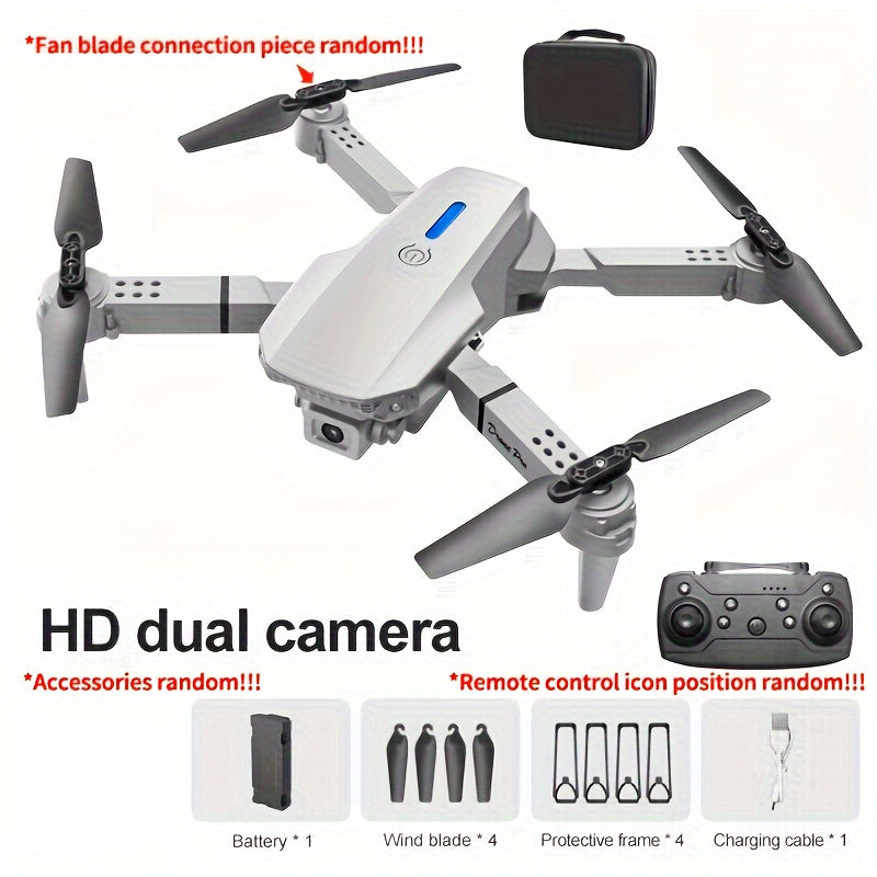 E88 Drone with Dual HD Cameras, 480p Video, Wi-Fi, USB Charging, 1181.1inch Max Altitude, 3m/s Speed, 96g Max Takeoff, Beginner Level, Indoor Use, App Control, One-Click Return, Rechargeable Battery, No GPS - Perfect for Aeri