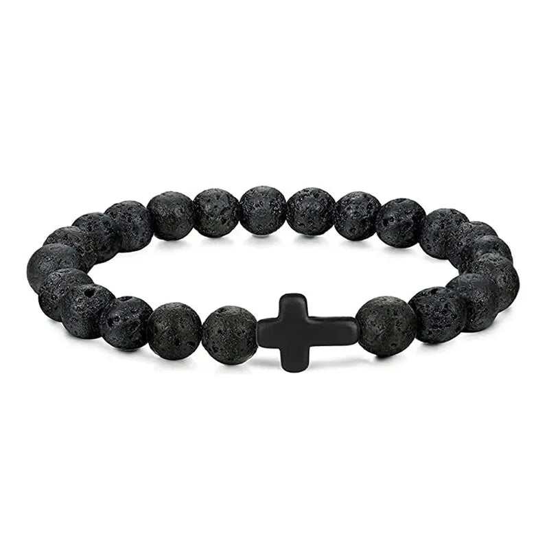 Prayer Men Natural Stone Wood Beads