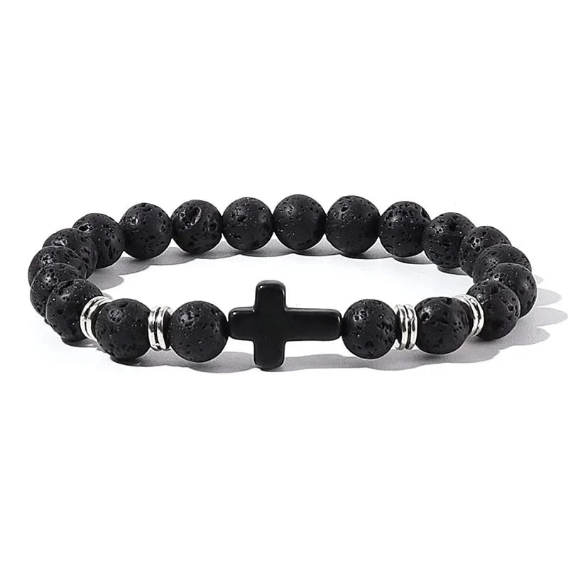 Prayer Men Natural Stone Wood Beads