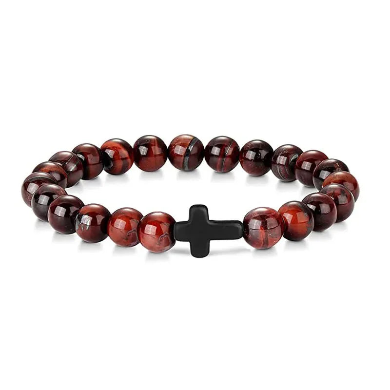 Prayer Men Natural Stone Wood Beads