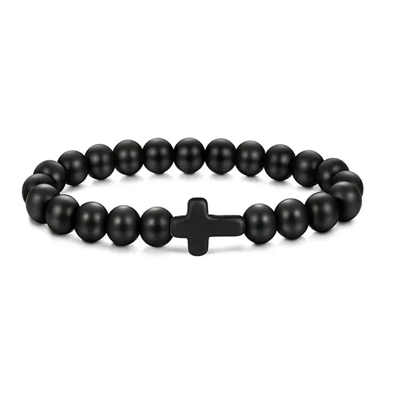 Prayer Men Natural Stone Wood Beads