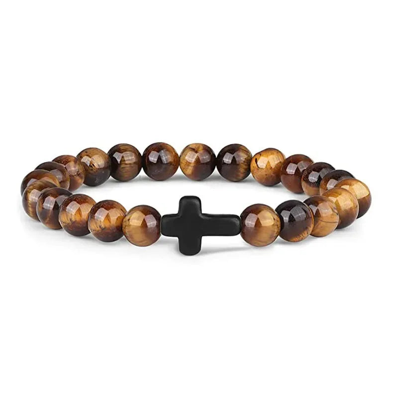 Prayer Men Natural Stone Wood Beads